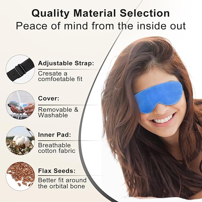 KOVNLO Heated Eye Mask, Washable USB Electric Moist Heat Warm Compress for Eyes, Eye mask with Flaxseed for Dry Eyes, Blepharitis, Chalazion, MGD, Stye Eye Treatment
