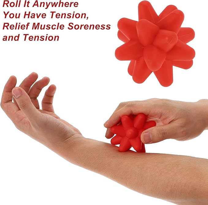 VOCOSTE Silicone Massage Ball, Fascia Massage Ball Tool for Trigger Point Pain Release, Foot Acupoint Trigger, Myofascial Massager for Exercise, Red