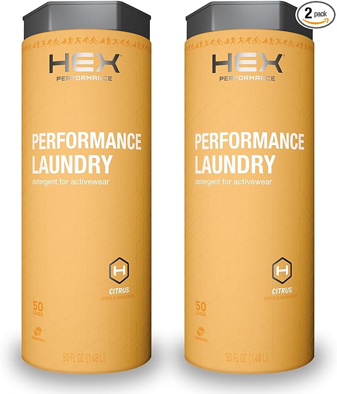 HEX Performance Laundry Detergent, Citrus, 100 Loads (Pack of 2) - Designed for Activewear, Eco-Friendly, Concentrated Formula