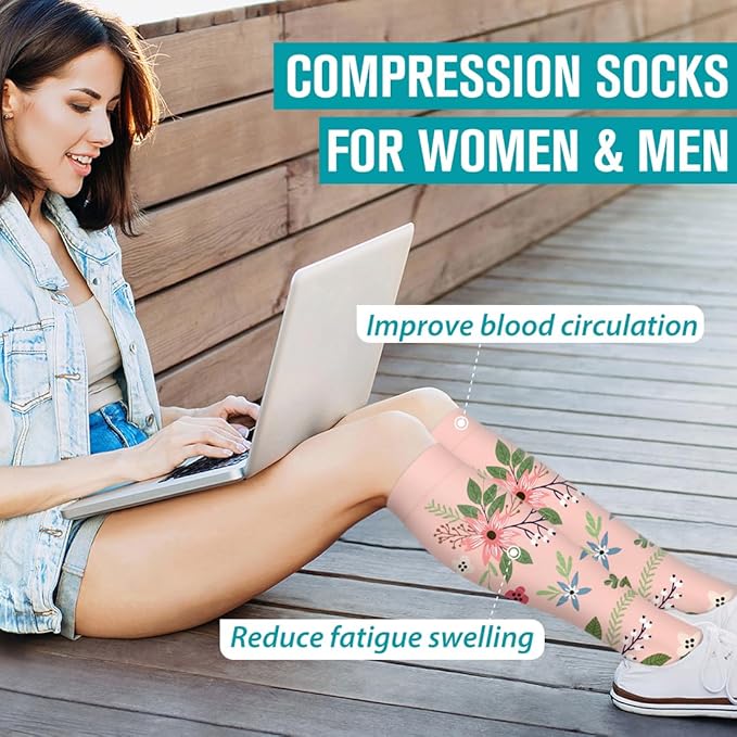 BLUEENJOY Copper Compression Socks for Women & Men (6 pairs) - Best Support for Nurses, Running, Hiking, Recovery