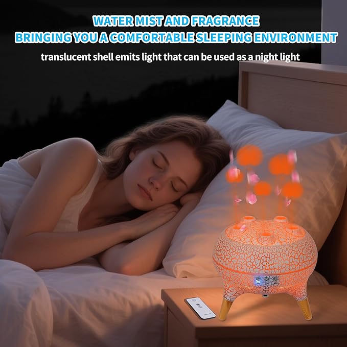 BOHOFAM Jellyfish Essential Oil Diffuser 250ML,Aroma Diffuser Hears Sound to Spray Dancing Jellyfish Mist,7 Colorful Lights, 4 * 10ML Hotel Collection Diffuser Oils Scents for Home Bedroom(White)