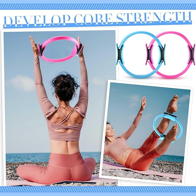 Poen Home Pilates Kit for Women Pilates Equipment Ring and Ball Set with Stretching Strap 8 Resistance Bands Non Slip Socks Gym Back Bags Exercise Equipment for Workout