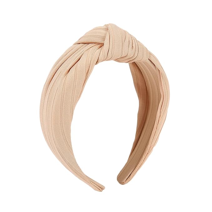 Madison Tyler Headbands for Women | Fashion Boho Headbands Top Knotted With Rhinestones Elastic Workout Hairbands | Outdoor and Party Headbands for Women Non Slip. (Blush)