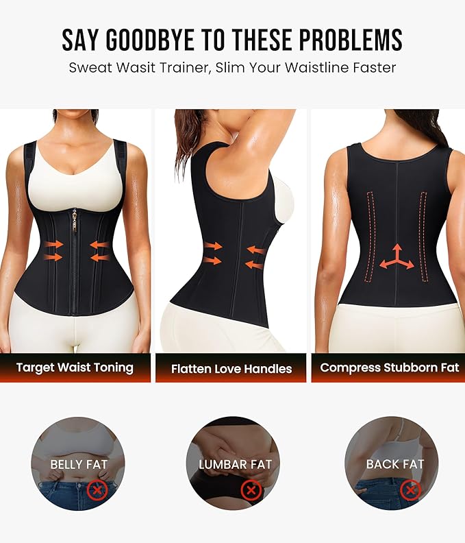 Junlan Waist Trainer for Women - Sauna Suit Sweat Vest for Working Out