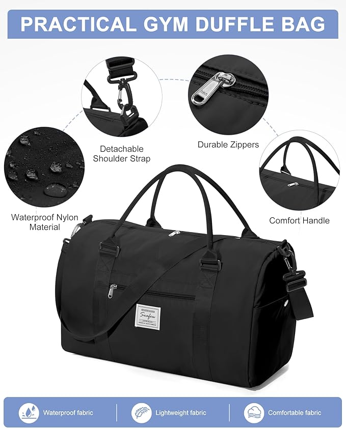 Gym Bag Womens,Travel Duffel Carry on Bag Sport Tote Bag Weekend Overnight Bag