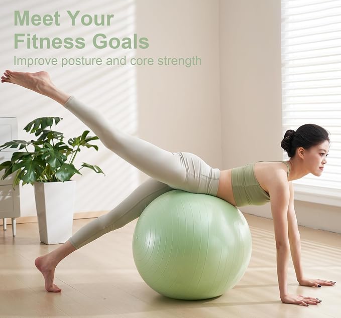 Exercise Ball for Workouts, Anti-Burst and Slip Resistant Yoga Ball for Gym Fitness and Physical Therapy