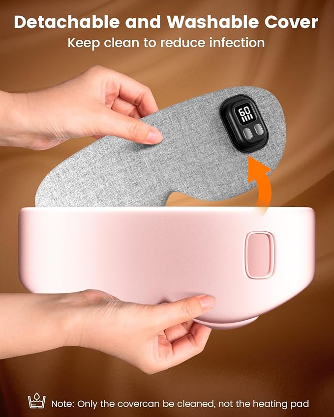 Heated Eye Mask - Cordless Eye Mask for Dry Eyes ｜4 Heating Levels ｜Timer Shutoff Functions｜Washable Dry Eye Relief｜1500mAh｜Sleep & Travel Essential｜Silk Fabric