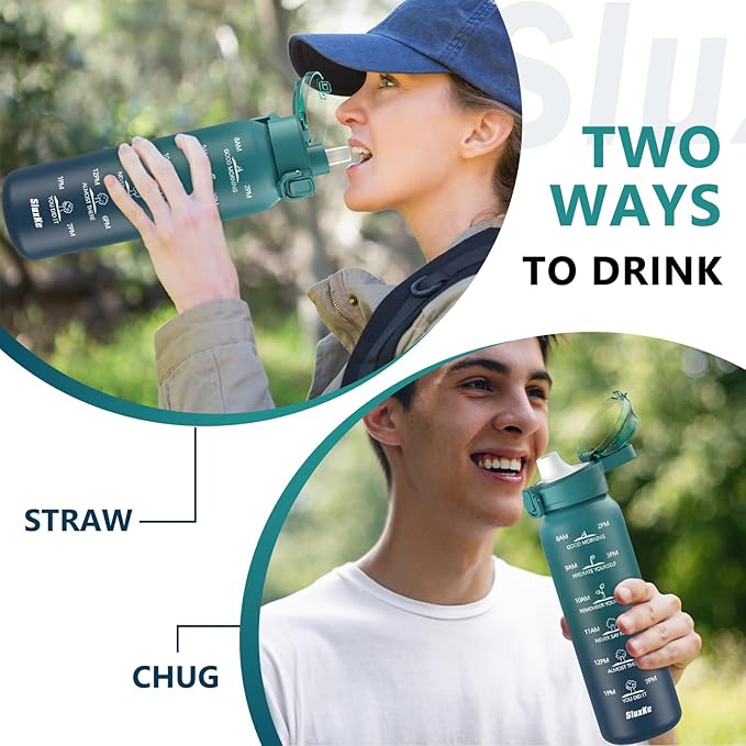 Insulated water bottle with Straw and Chug Lids, 18/10 Stainless Steel 24oz Water Bottle BPA Free, Double Wall Vacuum Wide Mouth Insulated Water Bottle for Men, Women & Kids BLUE BLUE