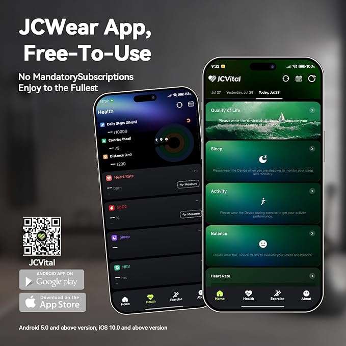 Fitness Trackers,Smart Health Wristband for 44 Sports Modes, Activity and Sleep Tracker with Heart Rate HRV,Personalized Coaching with Free App,Black