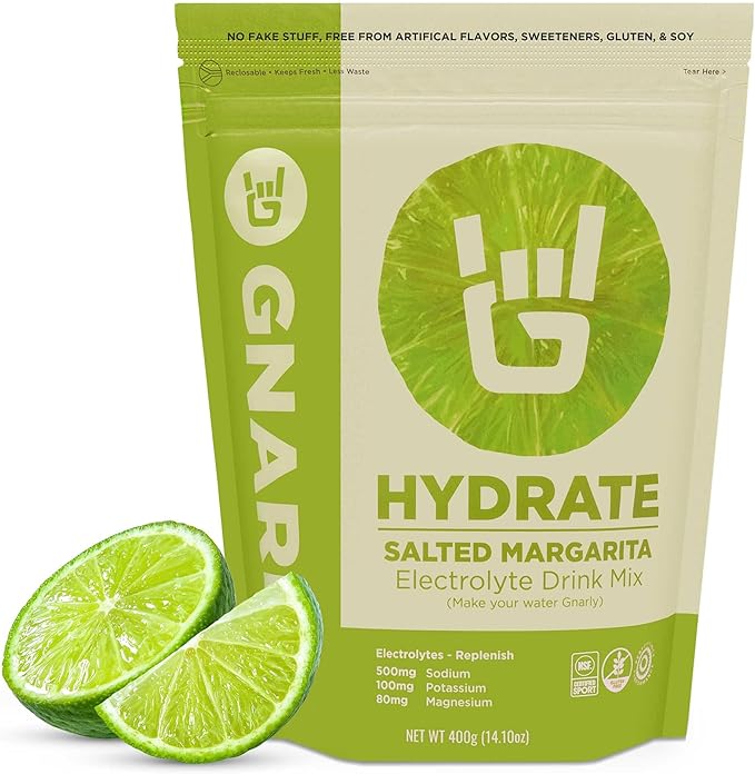 Gnarly Nutrition Hydrate Electrolyte Powder – Salted Margarita Exercise Hydration Drink Mix – NSF Sport Certified – Electrolyte Solution, Performance & Recovery – Salted Margarita, 14.10 oz