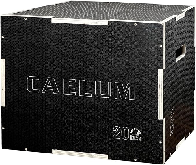 CAELUM 3-in-1 Wood Plyo Box - Non-Slip Plyometric Jump Box for Home & Gym, 400lbs Bearing Fitness Launch Box for Jumping Squats Step-ups Strength Training