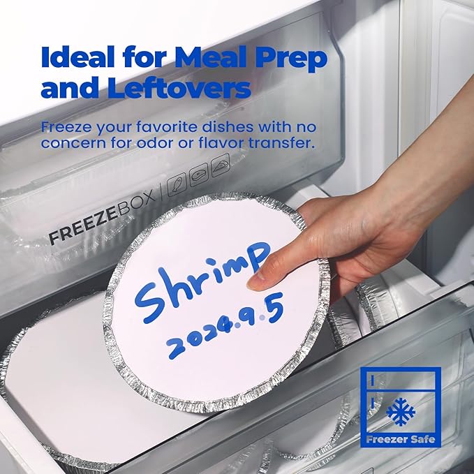 Fit Meal Prep 50 Pack 7” Round Aluminum Foil Pans with Lids, Pie Tins Disposable 7 inch with Lids, Take Out Containers, Freezer Oven Safe Aluminum Baking Pans for Storing, Cooking, Storage, Reheating