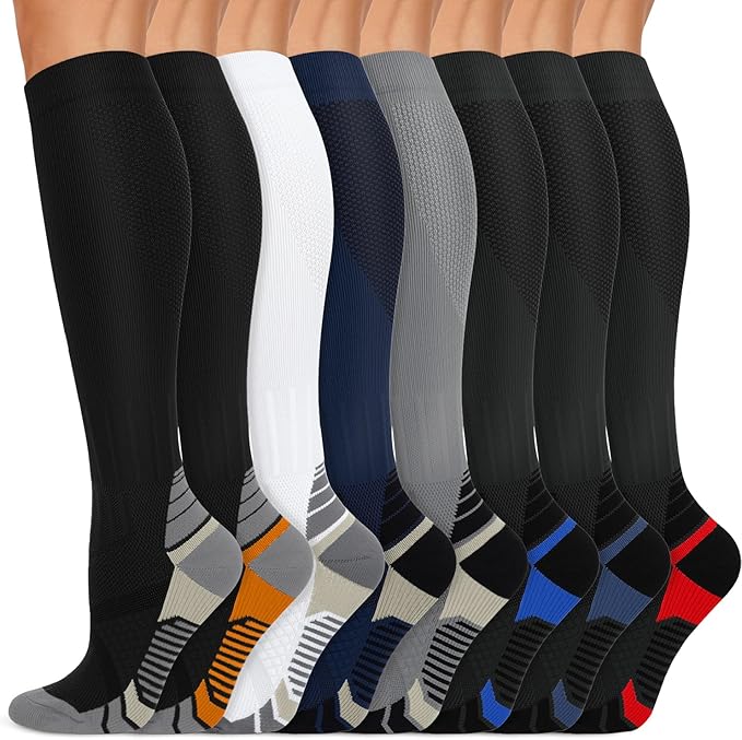 Iseasoo Copper Compression Socks (15-20 mmHg) for Men & Women - Running, Hiking, Cycling, Travel - Improves Circulation