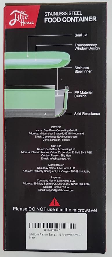 Lille Home Leak Proof Salad Container Stainless for Lunch - Snack Containers Steel - Ideal for Educational Settings & Daycare - Nesting Trio with Silicone Lids - 47oz+30oz+16oz - Grey