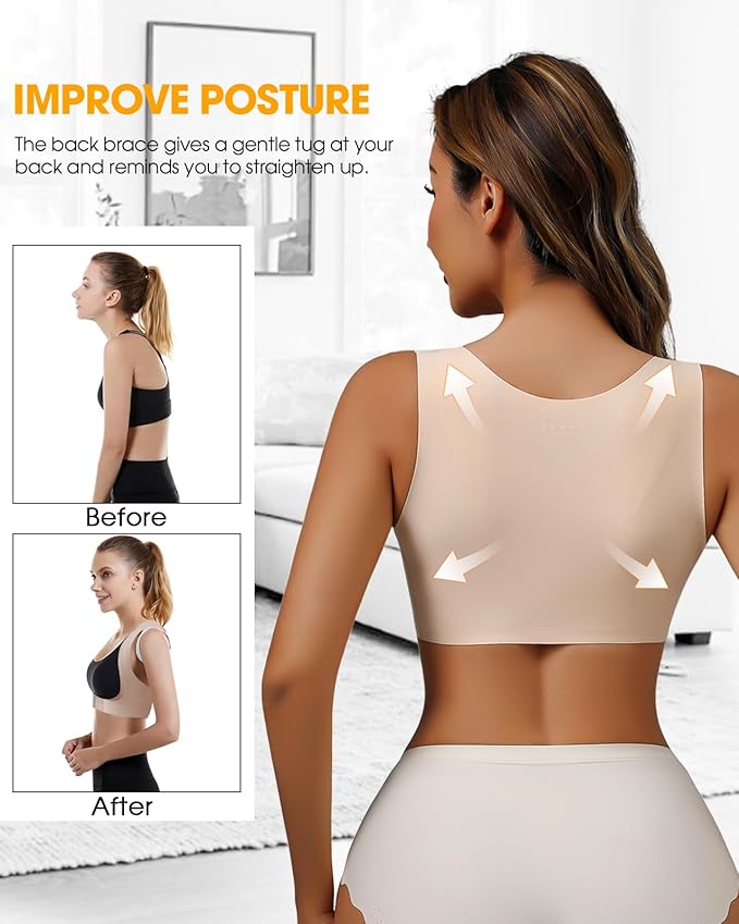 Front Closure Chest Brace Up for Women Lightweight Posture Corrector Sleeveless Slimming Back Brace Support Shaper