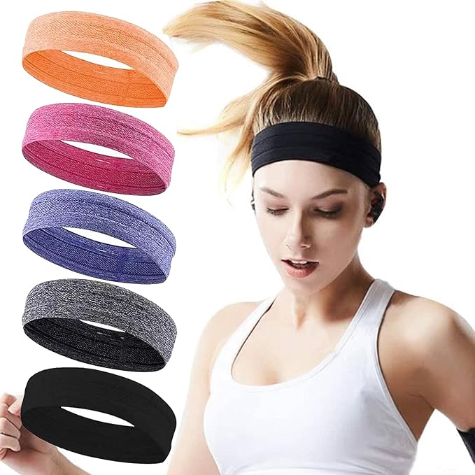 Workout Headbands Non Slip Headband Sport Headbands Sweatbands Elastic Sport Hair Bands for Sports Travel Indoor Fitness Gym