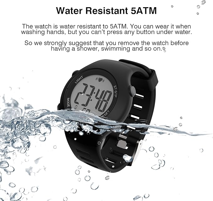 EZON Heart Rate Monitor Chest Strap and Digital Watch,5ATM Waterproof Fitness Tracker with HRM,Calories Burned,Stopwatch and Hourly Chime - Ideal Fitness Presents for Men and Women