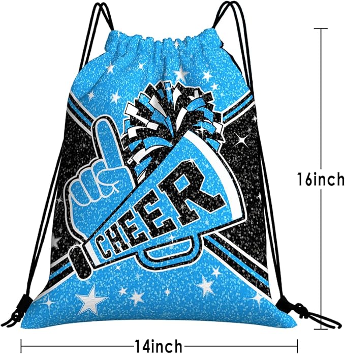 Cheerleading Drawstring Bag Set Including Drawstring Sackpack Stickers Lanyard Keychains Bracelets Hair Ties 6 Pcs