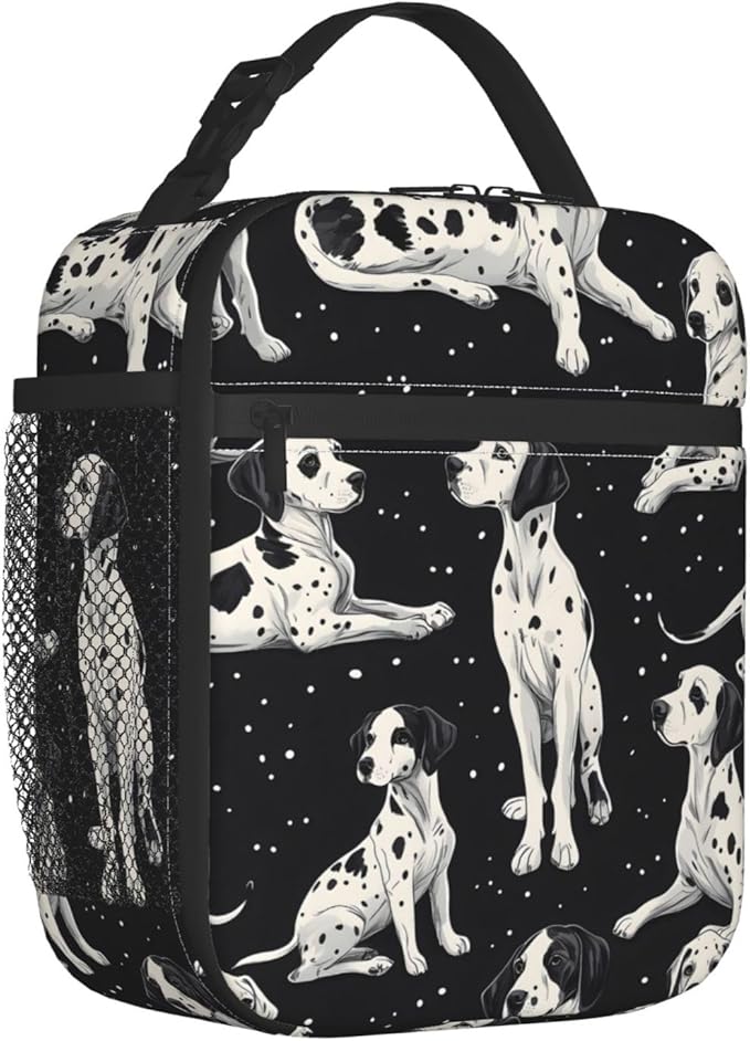 Cute Dog Lunch Box for Kids,Puppy Insulated Bag for Student,Pet Lovers Reusable Thermal Insulation Cooler Tote Bags for School Work Picnic Camping Outdoor Gifts (Dalmatian)