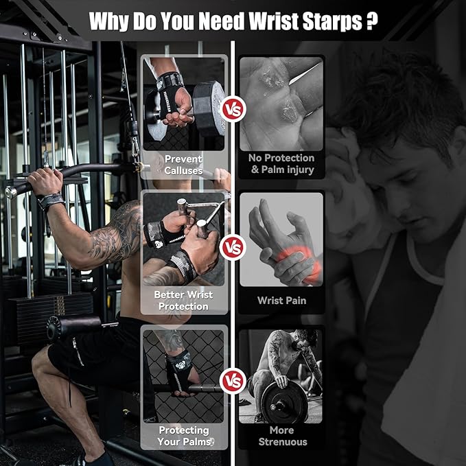 MANUEKLEAR Gym Straps Weight Lifting, Double Leather Lifting Straps for Men Deadlift with Cushion Wrist Loop, Gym Lifting Wrist Wraps for Weightlifting