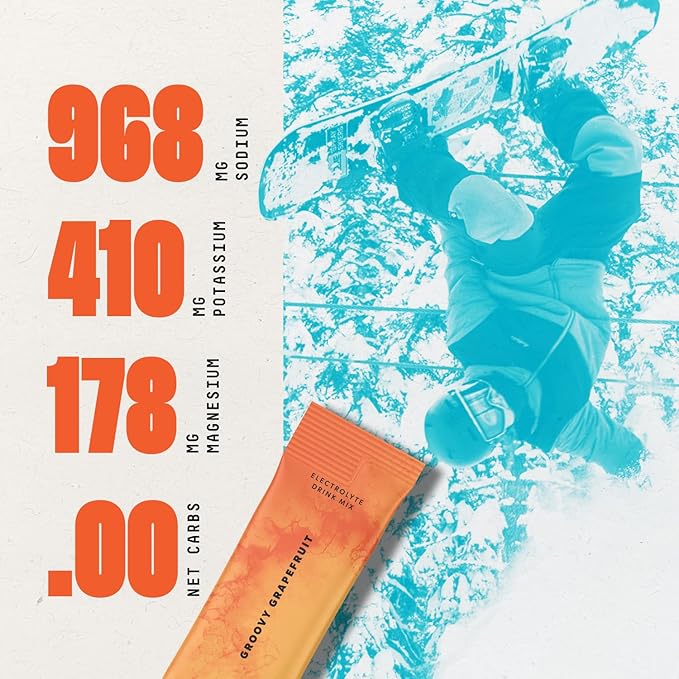 Keto Chow SALTT Electrolytes Powder Packets, Groovy Grapefruit (30 Hydration Packets) - Magnesium, Potassium, Sodium, Trace Minerals - Vegan, Sugar & Gluten Free - Travel Essentials - Made in USA