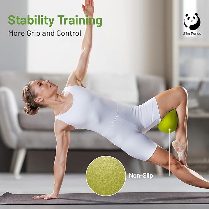 Slim Panda Pilates Ball, 9 Inch Small Exercise Ball, Anti Burst Mini Yoga Ball for Stability, Workout, Barre, Core Strength, Physical Therapy, Balance, Stretching