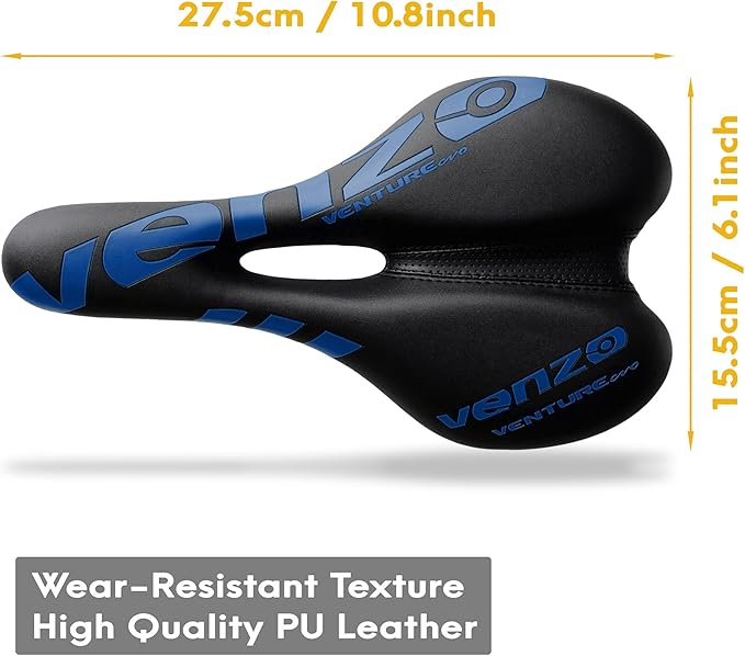 Venzo Comfortable Saddle Bike Seat | Soft & Durable Bicycle Seat for MTB, Road, Exercise, Trekking, Folding, Hybrid & Cruiser Bikes | Breathable & Ergonomic Design Bike Saddle for Lower Resistance