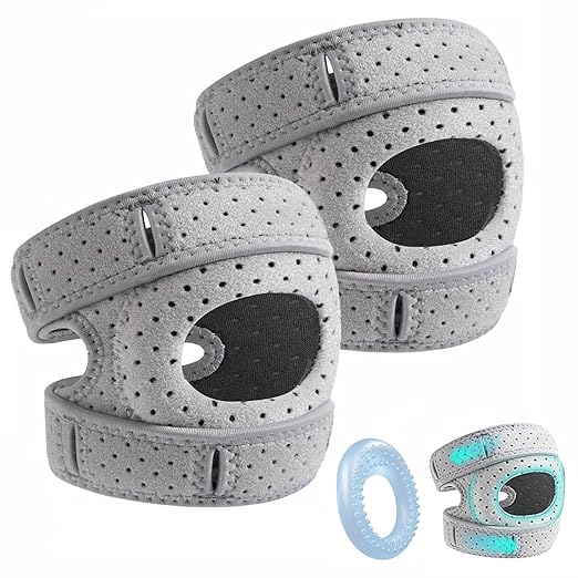 Knee Brace for Women Men,2pcs Adjustable Knee Support with Side Stabilizers,Patella Knee Brace for Meniscus Tear,Realign Knee Joint While You Move(Grey)