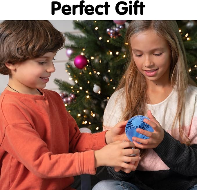 Gear Ball 3D Printed Cube Fidget Toy,Gear Sphere Fidget Toys,Sensory Toys for Stress and Anxiety Relief, Desk Toy Fidget Spinners,Stocking Stuffers for Adults & Kids Gift (Galactic Blue, 2.3 Inch)