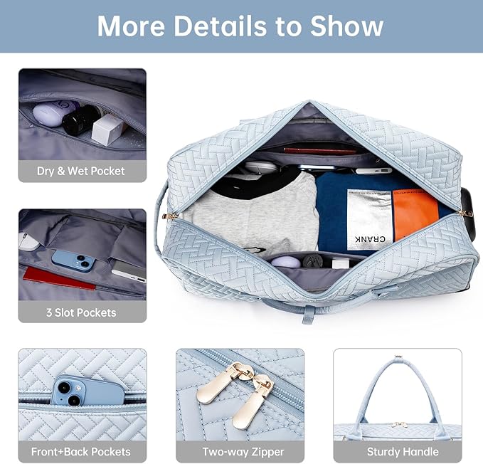 Duffle Bag for Travel, Weekender Bag with Shoe Compartment, Carry On Overnight Bag for Women with Toiletry Bag, Gym Bag with Wet Pocket, Hospital Bags for Labor and Delivery Beige