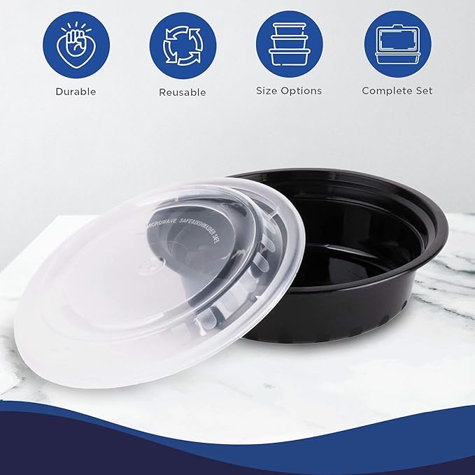 Ruthy's Outlet Meal Prep Containers with Lids, Food container bowl - BPA-Free, Stackable, Freezer & Dishwasher Safe, Reusable Food Storage for Lunch, Portion Control & Meal Prep (30 Pack, 32 oz)