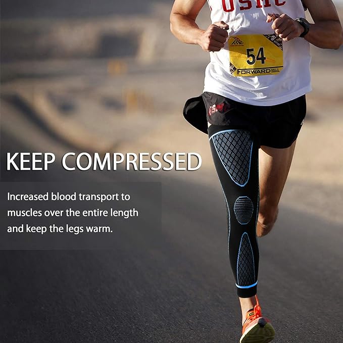 Full Leg Sleeves Long Compression Leg Sleeve Knee Sleeves Protect Leg, for Man Women Basketball, Arthritis Cycling Sport