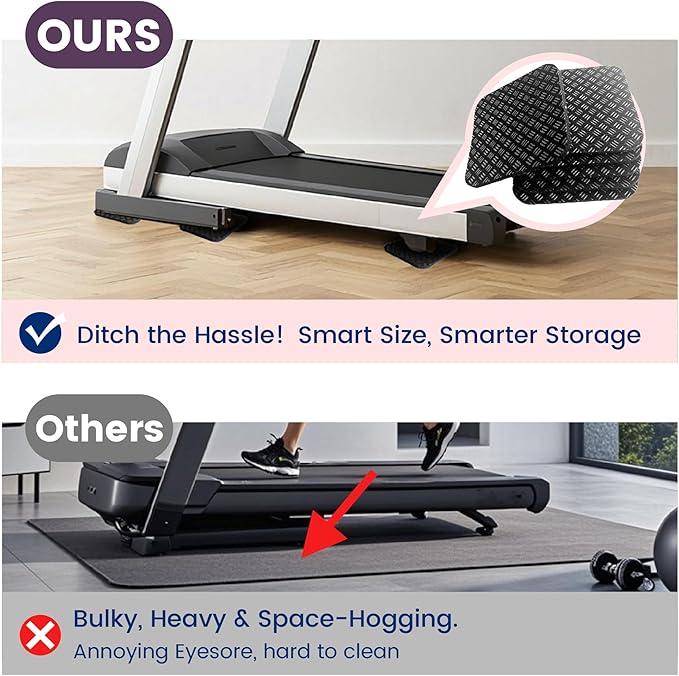 Non-Slip Walking Pad Mat, Treadmill Mat Pad for Carpet Hardwood Floors, Anti Vibration Exercise Equipment Mat for Under Treadmill & Exercise Bike Rowing Machine (6, Square, 4 x 4 x 0.2 inch)