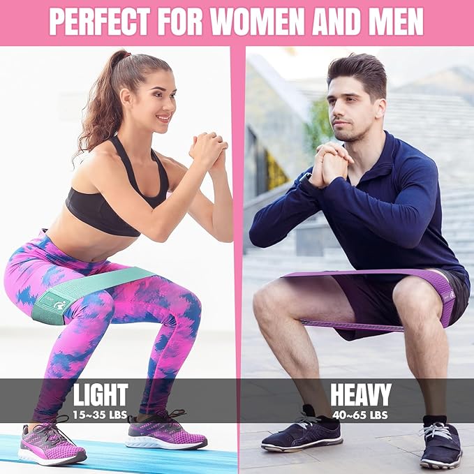 Fabric Resistance Bands for Working Out, 6pcs Band Set, 3pcs Non-Slip Booty Bands 3pcs Loop Exercise Bands for Leg, Glutes, Hip Elastic Bands for Gym, Home Fitness, Pilates, Yoga for Women and Men