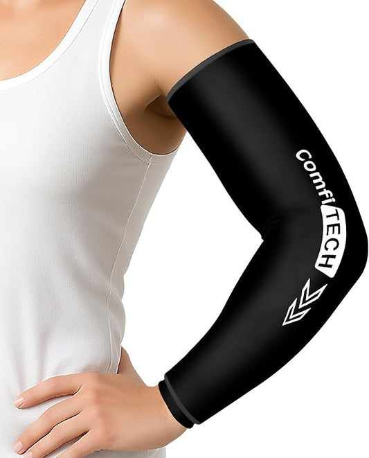 ComfiTECH Full Arm Ice Pack Wrap for Pitchers, Extended-Length Flexible Ice Sleeve for Tennis Elbow, Forearm, Wrist Discomforts, Golfers Arm, Shin Splints, Cold Pack for Throwing Recovery, Medium