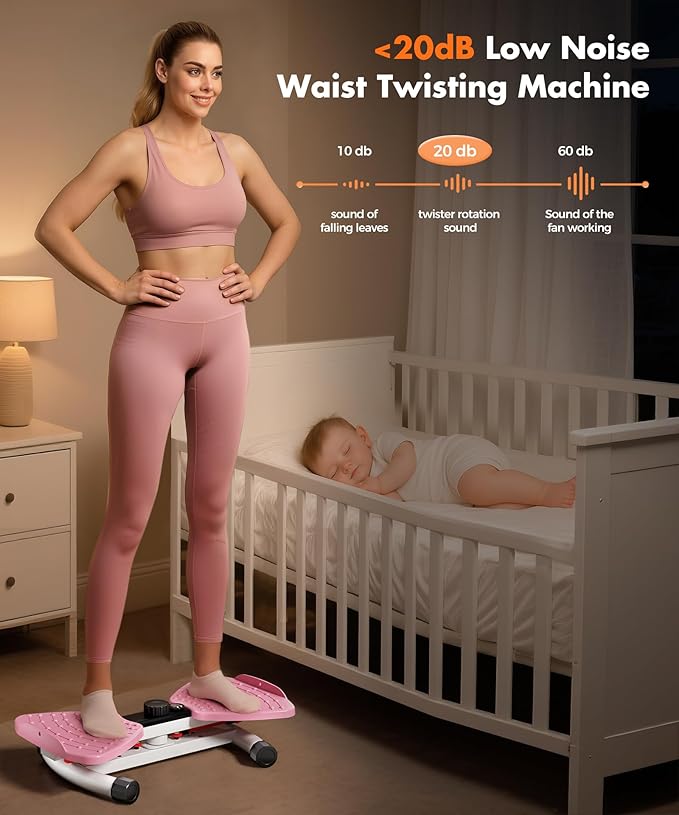Waist Twister Machine Exercise Fitness Tool, Ab Twister Board with the Smart LED Digital Monitor, 300lbS Capacity & 20dB Ultra-Quiet, Anti-Slip Home Gym Workout Equipment for Women Belly Fat