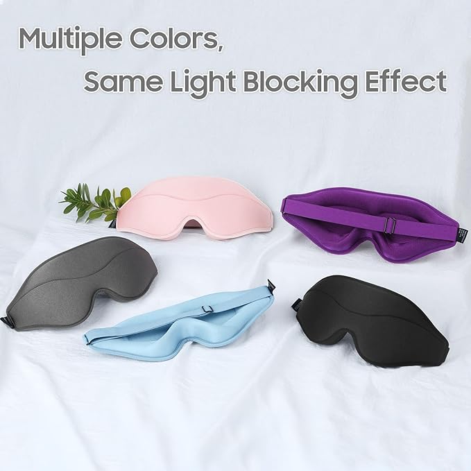 Sleep Mask - Total Blackout 3D Sleeping Mask, Super Lightweight & Silky Soft Eye Mask for Sleeping, Fully Adjustable Fit for Home, Office, Traveling, Meditation, Yoga, Purple