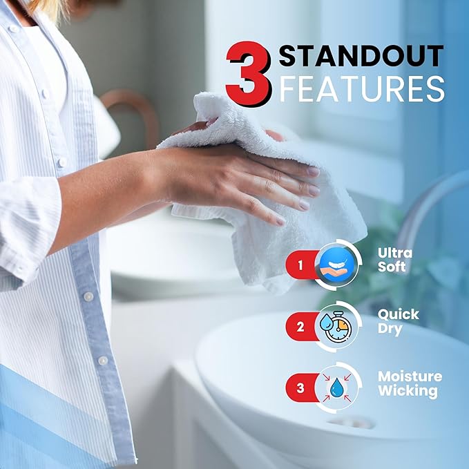 Infinitee Xclusives Luxury Wash Cloths for Showering [13x13] – 100% Cotton Washcloths [Pack of 12], Soft and Absorbent Face Towels for Bathroom Wash Clothes, Gym, and Spa (Burgundy)