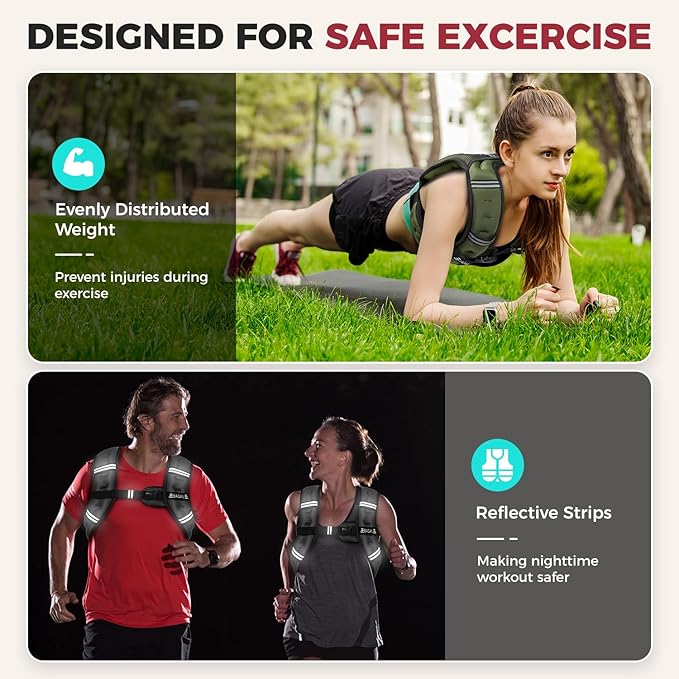 BAGAIL Weighted Vest, 5lbs/8lbs/10lbs/12lbs/15lbs/20lbs/25lbs/30lbs Weight Vest with Detachable Phone Pouch, Rucking Vest for Women, Men, Walking, Weight Loss, Training, Running