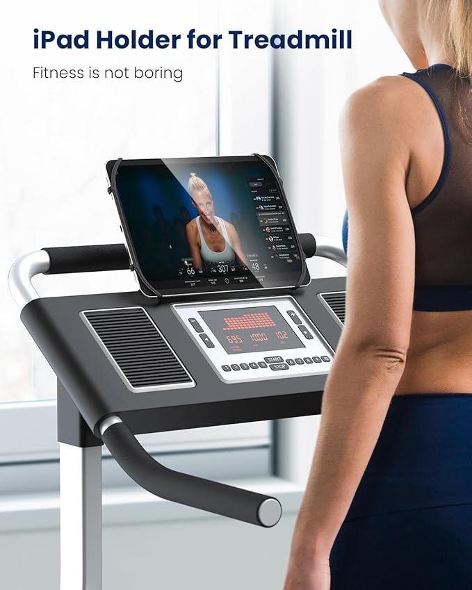 2-in-1 Spin Bike Tablet Holder Mount, Treadmill Tablet Holder Anti-Slip Silicone Design, Phone Holder for Peloton Bike Fits All 5.5-12.9"" Cell Phones and Tablets, Black, Z11pro