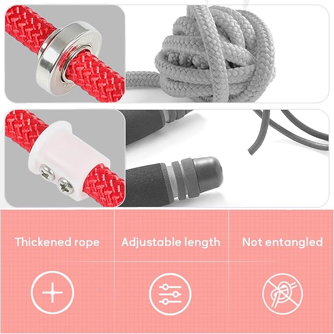 23 FT Long Jump Rope for Kids Adults,Double Dutch Jump Rope,Adjustable Skipping Ropes with High-strength Nylon Braided Rope Core,360°Rotation Not Entangled,Long Enough for 4-6 Jumpers.Red