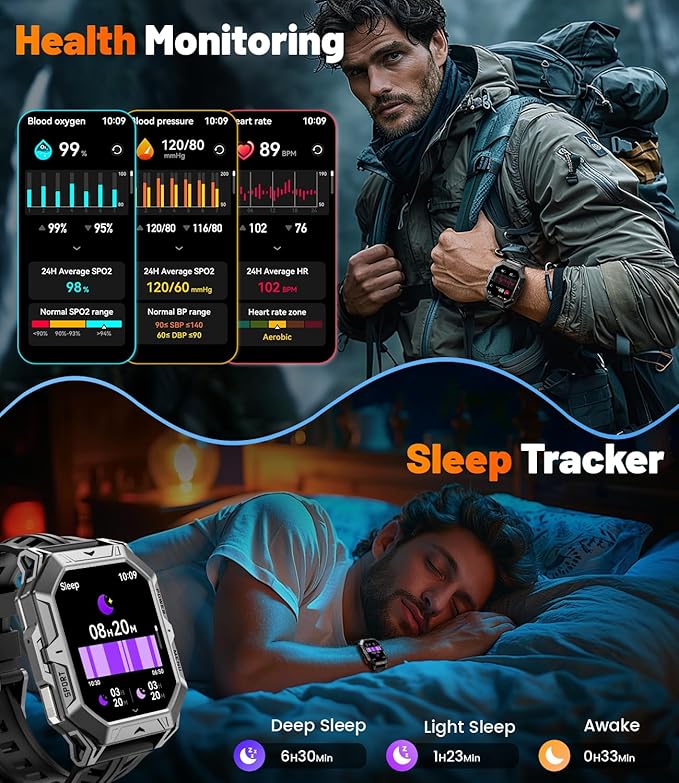 LIGE Smart Watches for Men with 100+Day Standbytime(1000mAh, Smart Watch with 2.13" AMOLED, Make/Answer Call, 110 Sports Modes, Military Waterproof, Sleep Monitor, iOS Android Fitness Tracker