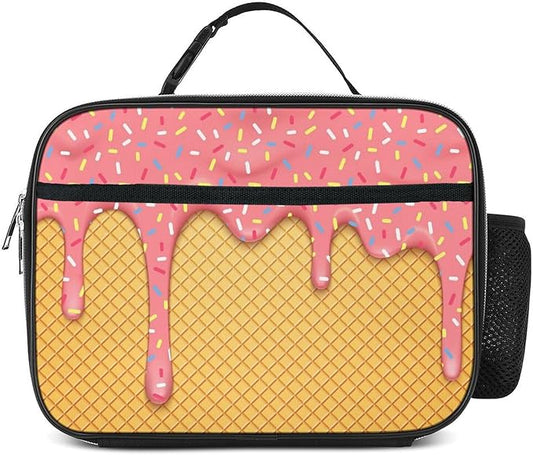 Ice Cream Lunch Bag Insulated Reusable Lunch Box Kids Girls Boys Cooler Thermal Tote Bag For Men Women School Work Picnic