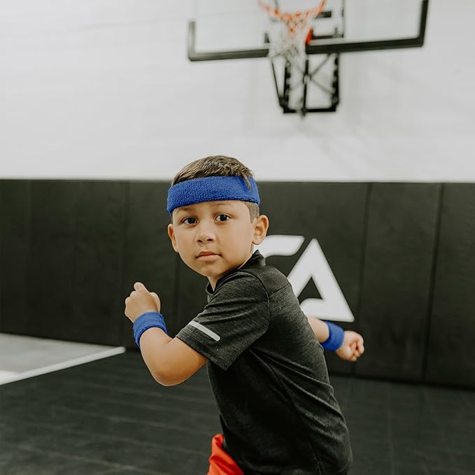 Suddora Sweatbands for Kids, Moisture Wicking 2 Wristbands and 1 Headband Set, Soft and Skin-Friendly Fabric, Moisture-Wicking Athletic Sweat Bands for Basketball, Baseball, Soccer