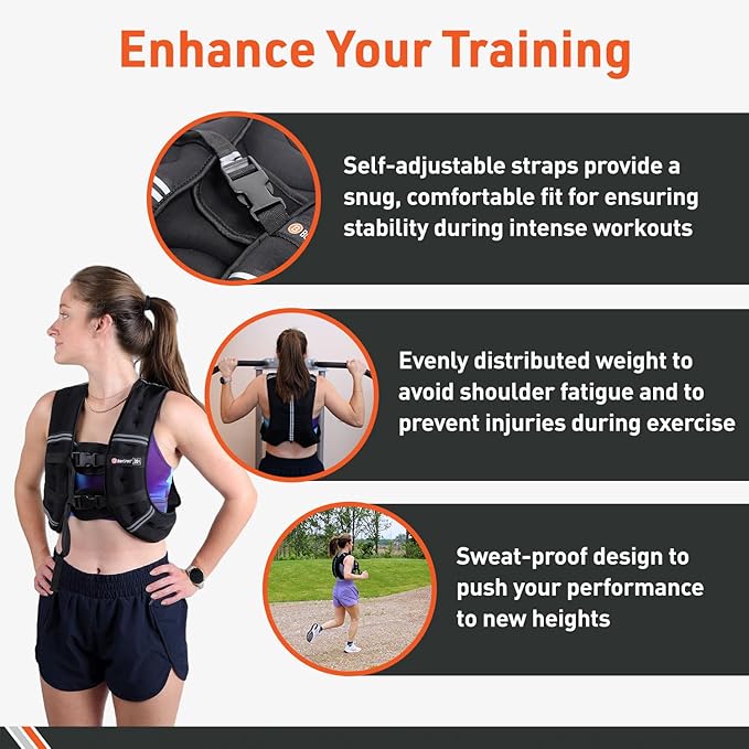 Body Sport Weighted Vest - Adjustable Fitness Vest for Strength Training, Running, Walking, and Endurance Workouts
