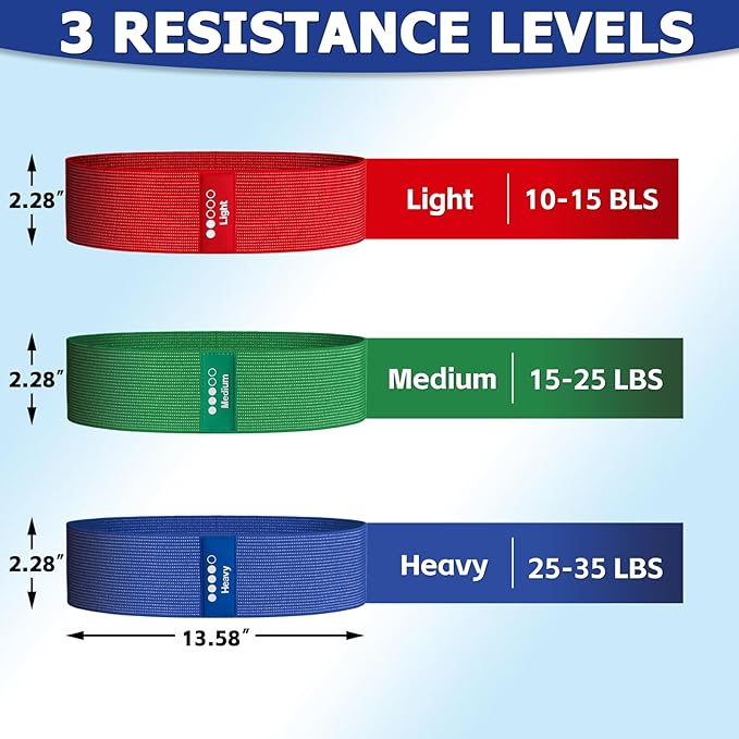 Resistance Bands for Working Out - Exercise Bands Set with Workout Guide - Fabric Elastic Bands for Physical Therapy - Fitness Bands Ideal for Legs Hip Glute