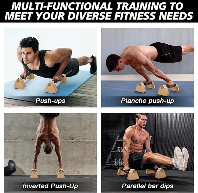 Parallettes Bars - Wooden Calisthenics Equipment for Handstand Training, Push Up Bars & Calisthenics Bar - Handstand Blocks and Pushup Handles for Men