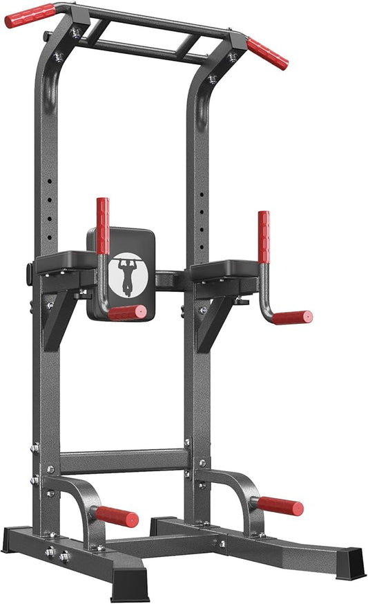 DlandHome Power Tower Pull Up Bar Station, Heavy Duty Adjustable Height for Home Gym Strength Training Equipment 330LBS Weight Capacity, Pull Up Dip Station