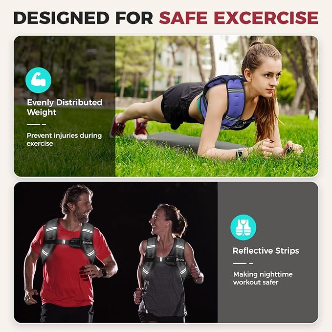 BAGAIL Weighted Vest, 5lbs/8lbs/10lbs/12lbs/15lbs/20lbs/25lbs/30lbs Weight Vest with Detachable Phone Pouch, Rucking Vest for Women, Men, Walking, Weight Loss, Training, Running