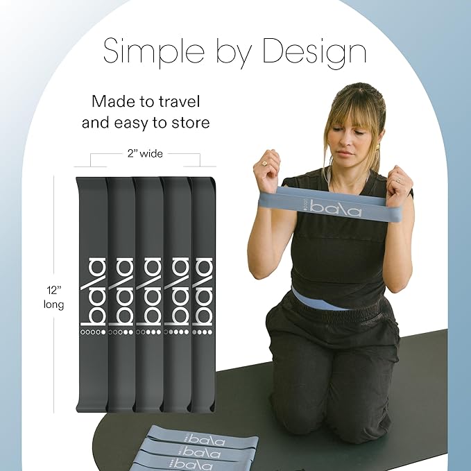 Bala Booty Bands Resistance Bands for Women & Men - Elastic Exercise Bands for Working Out - Wrist, Ankle, Legs & Booty Bands - Workout Resistance Bands for Yoga, Pilates, Strength Training